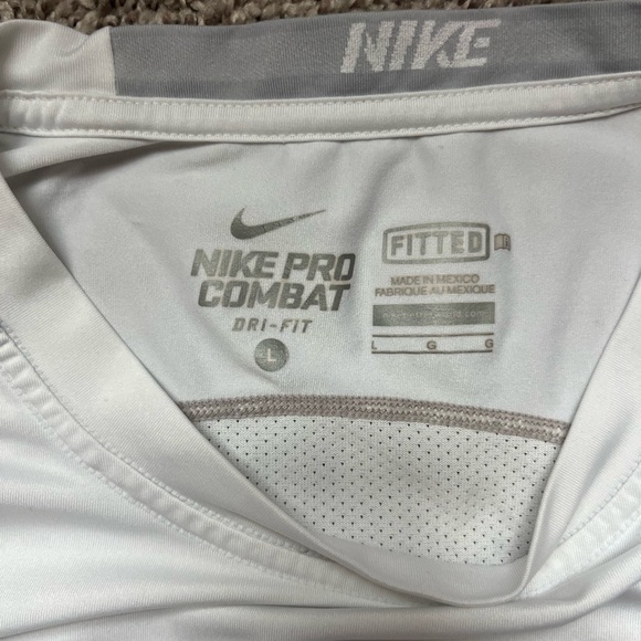Nike Pro Combat White Fitted Long Sleeve Shirt - Picture 3 of 8